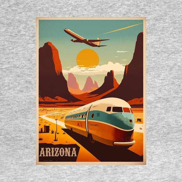 Arizona Vintage Travel Art Poster by OldTravelArt